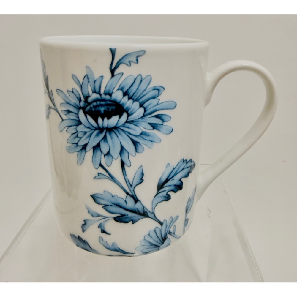 Spode Home Vintage Denim Blue Floral Chrysanthemum Ceramic Coffee Mug 4 inch